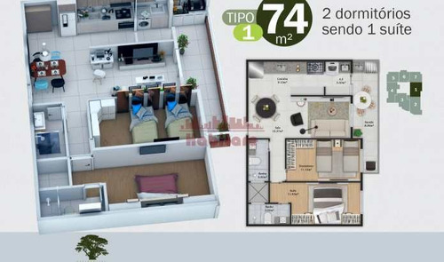 Imagem 2 de 17 de Apartamento Com 2 Dorms, Real, Praia Grande - R$ 532 Mil, Cod: 663418 - V663418
