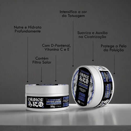Kit 03 Pomada Pós Tatuagem Choice Bro Embaixador 50g