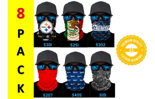 8 Bandanas Protección Cara Boca Orejas Control Sol Polvo