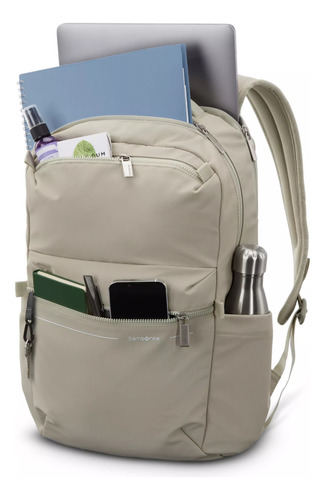 Mochila Samsonite Better Than Basics Para Laptop 15.6 21l Recycled Smart Sleeve Viaje Trabajo Compartimentos Acolchados Bolsillos Laterales Limestone Grey Liso