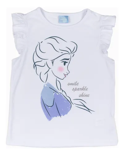 Polera Niña Smile Shine Frozen Blanco Disney