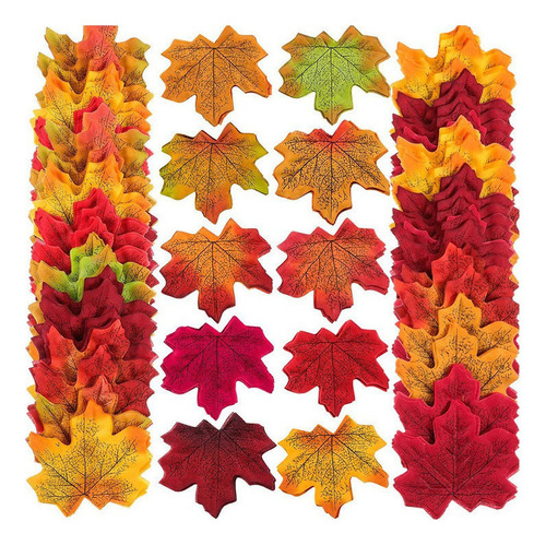 200 Hojas Artificiales De Arce De 8 Cm, Multicolor, Otoño