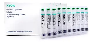Lidocaina Epinefrina 2% Cartuchos Vidrio 1.8 Ml Con 50