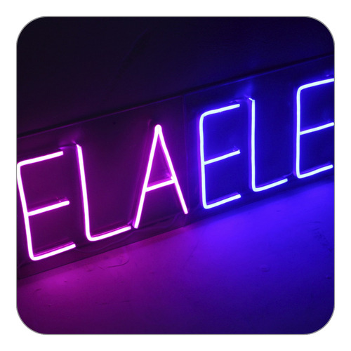 Par Placas Luminoso Letreiro Led Neon Ele/ela 25x15 Banheiro