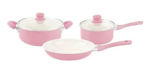 Bateria De Cocina Hudson Ceramica 5 Piezas Pastel