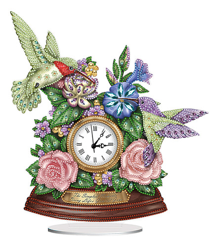 Reloj Acrílico Con Forma De Flor Y Colibrí Y9b Con Pintura D