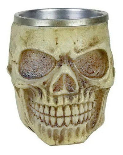 Imagem 2 de 3 de Caneca Caveira Resina Aço Inox Skull | Chopp E Cerveja
