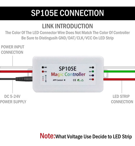 Controlador Led Sp105e Rgbic Pixels Para Ws2811 Ws2812b Ws28