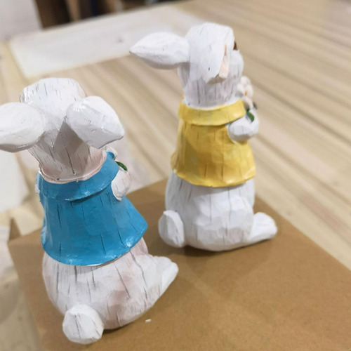 2 Uds Decoración De De Pascua Estatua De Conejo Figura De