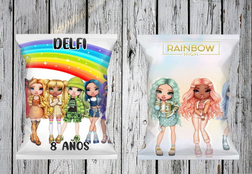 30 Bolsitas Golosineras Personalizadas Chip Bag Rainbow High