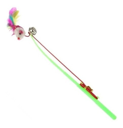 Juguete Gato Cañita Varita Cascabel Raton Plumas Extensible