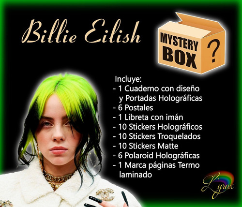 Billie Eilish Mystery Box Holográfica Cuaderno Polaroids +