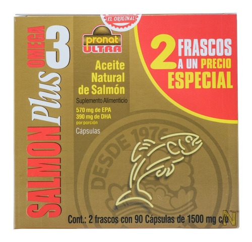 Imagen 5 de 5 de (duo Pack) Salmon Plus Omega 3 (180 Caps) Pronat Ultra