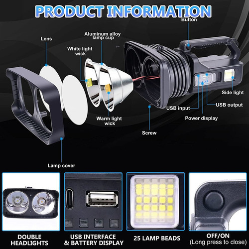 100000 Lumens Recarregável Lanterna Led