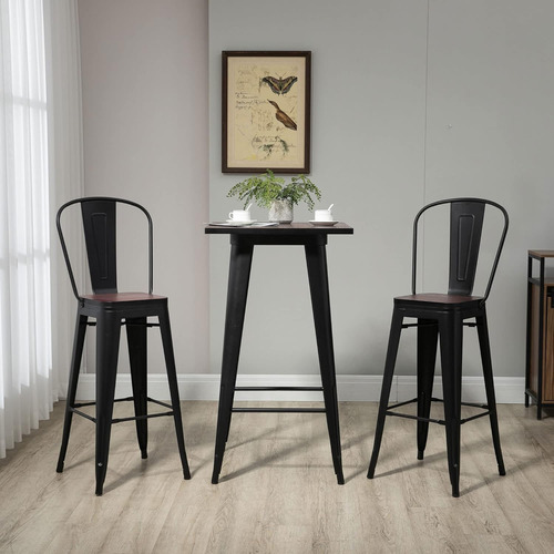 Juego De Mesa De Comedor Industrial De 3 Piezas, Mesa De Bar