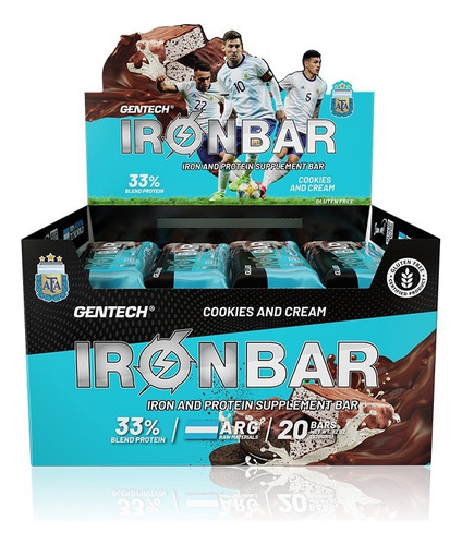 Barritas Proteicas Gentech Iron Bar 20 Unidades Sin Tacc