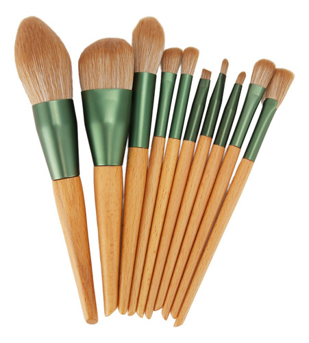 Juego De Brochas De Maquillaje De 10 Brochas De Madera Con C