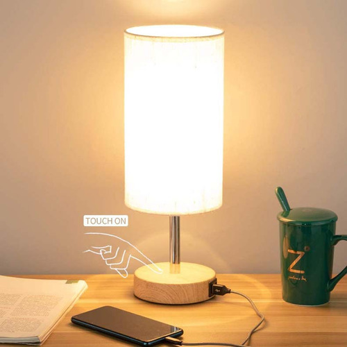 Lámpara De Mesa De Madera Con Dimmer Táctil De Tres Niveles