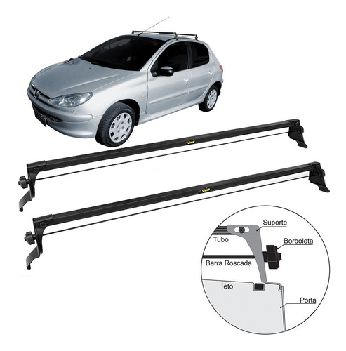 Rack De Teto Bagageiro Peugeot 206 207 4 Portas