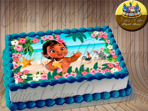 Papel De Arroz Para Bolo 20 X 30 Cm Comestível Moana Baby