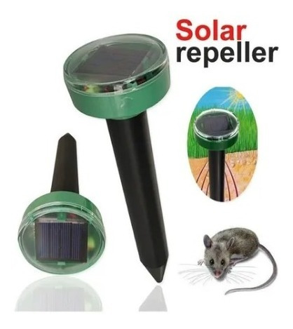 2 Estacas Solar Luz Led Con Repelente Ratas Ratones Roedores