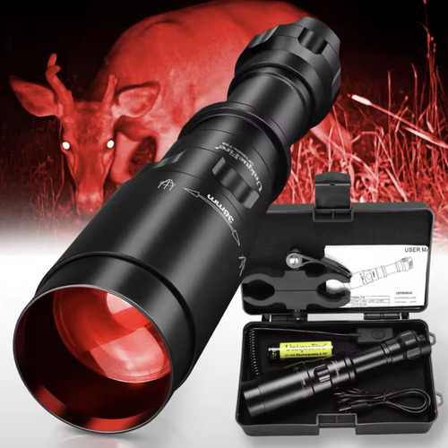 Lanterna De Caça Lente Fresnel Led Vermelho Dimer