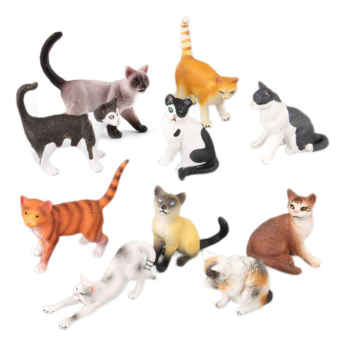 Eoivsh Juego De 10 Figuras De Gato, Figuras De Gato Educativ