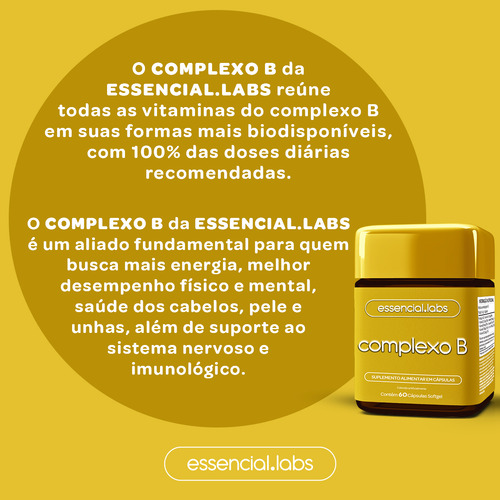 03 POTES do COMPLEXO B - Forma Ativa Pura B1 B2 B3 B5 B6 B7 B9 B12 - 180 Cápsulas Softgel