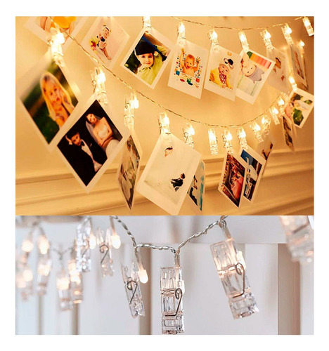 Fio De Led 20 Pregadores Led Decoração Varal Para Fotos