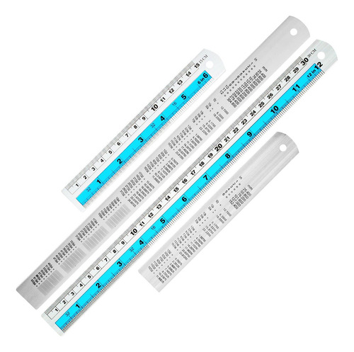 Juego De Reglas De Metal Nxvx 30 Y 15 Cm Acero Inoxidable Color