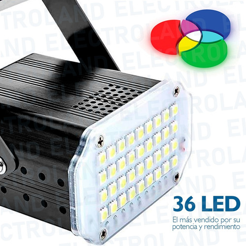 Flash 36 Led Mini Rgb Audiorrítmico Regulable Boliches Fiest