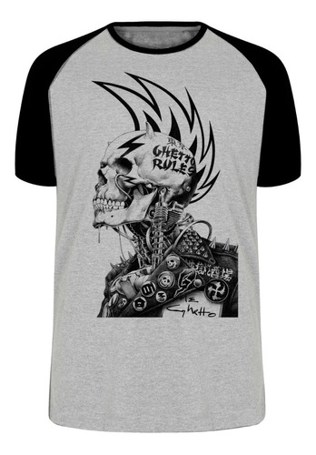 Camiseta Blusa Plus Size Caveira Guetto Rules Regras Punk