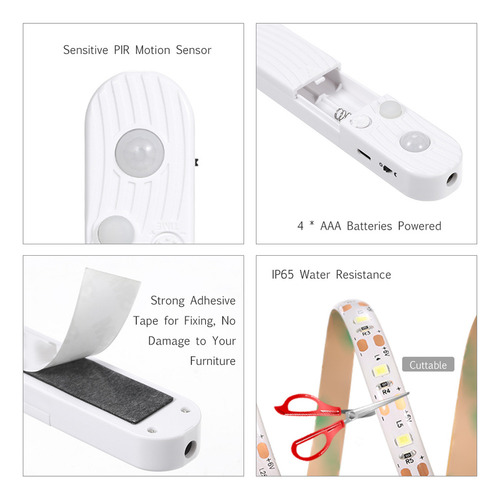 Tira De Luces Led Con Sensor De Movimiento Pir, Usb, 60 Led,