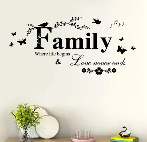 Sticker Vinil Decorativo De Pared Letras Frase Boda Sala Color Negro