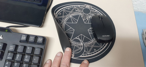 Imagem 6 de 7 de Mouse Pad 22cm Em Neoprene Redondo Mandala Sakura Preto