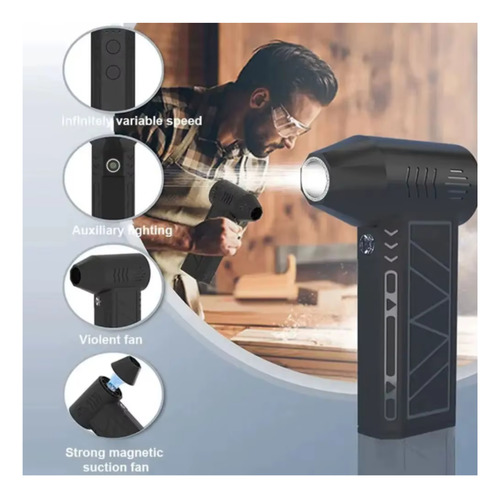 Soplador De Alta Potencia Pistola Mini Jet Turbo Led Estuche