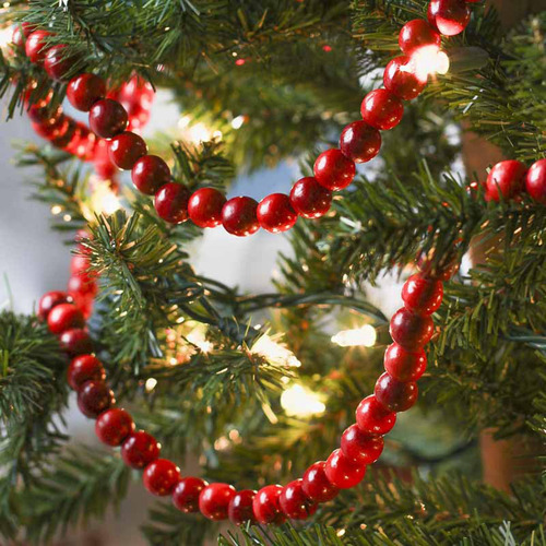 3 Guirnalda De Cuentas De Navidad Adornos Rojo 142cm