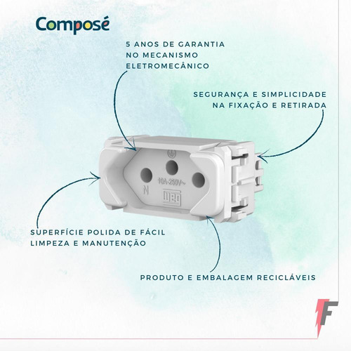Imagem 2 de 5 de Kit 10 Modulos Tomada 10a Weg Compose