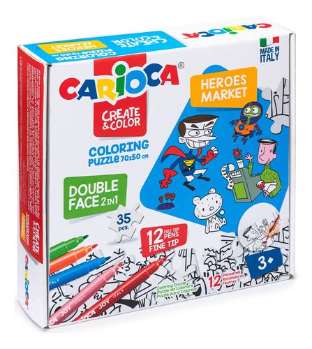 Puzzle Rompezabezas Carioca Coloring 70x50cm + 12 Marcadores