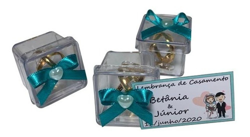 Lembrancinha Casamento Caixinha Alianças Tiffany - Com 50