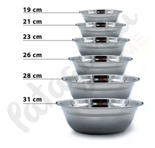 Bowl Acero Inxoidable 6 Medidas 19.21.23.26.28.31 Cm Set