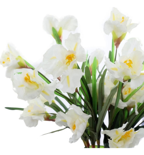 Vara De Iris Flores Artificiales Finas Decoración Paq 3 Pz Color Blanco