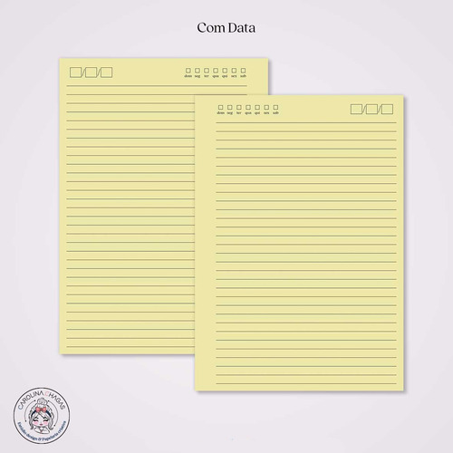 5 Miolo Caderno A5 Básico 1 - 100 Folhas Amarelo Pautado