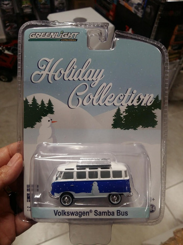 Greenlight Holiday Collection Vw Samba Bus Combi Azul Nieve