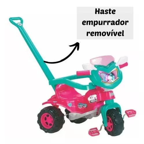 Triciclo Infantil Menina Rosa Motoca Velotrol