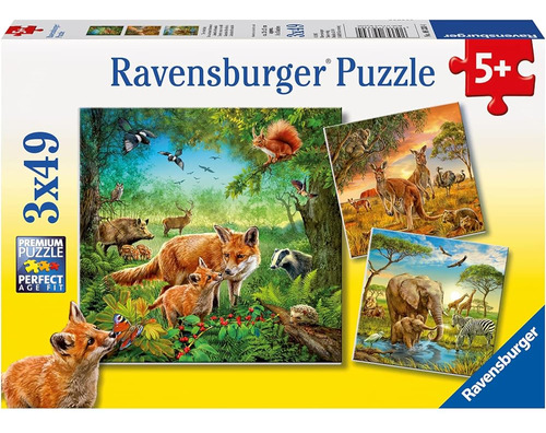 Ravensburger Animals Of The Earth Jigsaw Puzzle (3 X 49 Piez