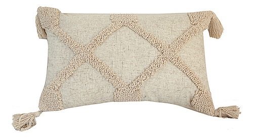 (a) Almohada Para Funda, Tufte Tejido Con Borlas Tribales Y