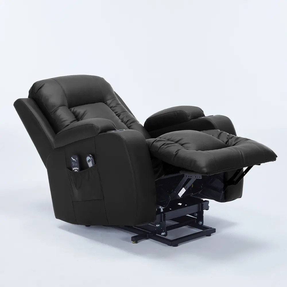 Poltrona Lift Reclinável Aquecimento Massagem Pu Preto