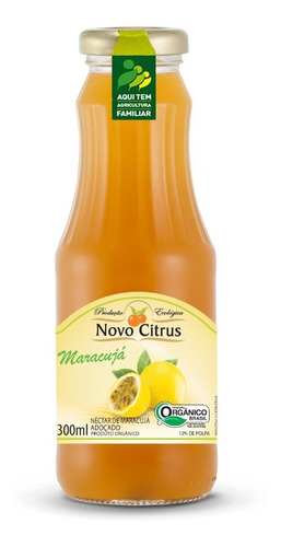 Suco Tropical Orgânico Maracujá Novo Citrus Maracujá 300 Ml