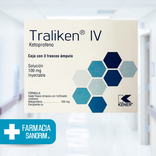 Ketoprofeno Iv 100 Mg Traliken 3 Frascos Ámpula Inyectable